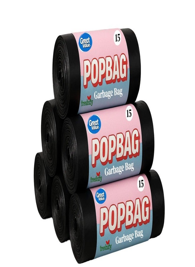 FRESHIFY POPBAG Heavy Duty Garbage Bags By Freshify | 90 Pcs | Large - 24 x 32 Inch | 15 Bags X 6 Rolls | Black | Leak-Proof And Tear-Resistant Dustbin Bags | Home And Office Mutli Purpose Use - Image 1